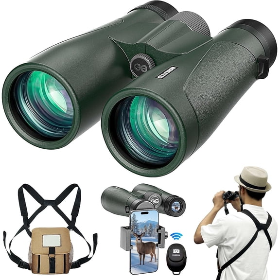 15x54 Binoculars for Adults High with Harness, Phone Adapter and Camera Remote - Super Bright Binoculars for Bird Watching Hiking Cruise Travel Stargazing