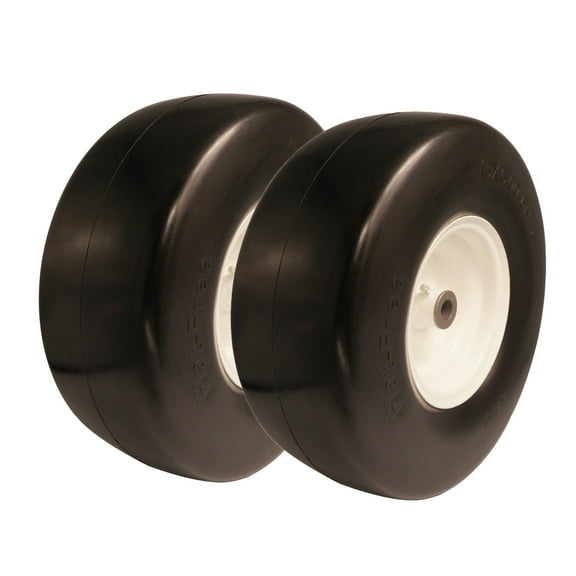 15x6.00-6 Flat Free Tire for Zero Turn Lawn Mower with 3/4 5/8 & 1/2 inch Bearings,3.0"-6.9"Center Hub Flat Free Lawnmower Tire and Wheel Assembly,Universal Fit 15 inch Solid Wheel for Garden Tractor