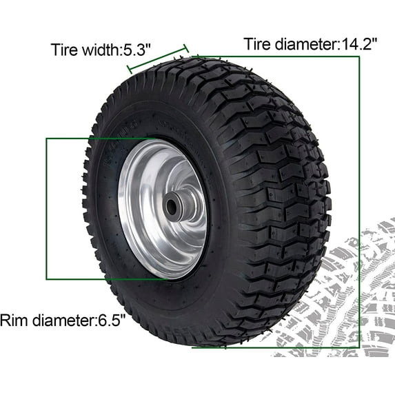 15x6.00-6 Lawn Mower Tire and Wheel Front Tire Compatible with John Deere Husqvarna Riding Mowers Lawn Tractors
