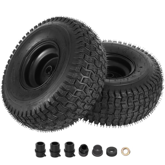 15x6.00-6 Lawn Mower Tires and Wheels 2-Pack, 4-Ply Tubeless Replacement Riding Lawn Mower Tires Universal Fit for Most Riding Mower, Garden Lawn Tractor, 3/4" Bushing