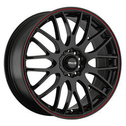 15x6.5 Maxxim 42B Maze Gloss Black W/Red Racing Stripe Wheel 4x100/4x4.5 (38mm)