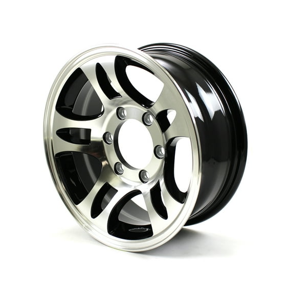 15x6 6-Lug on 5.5" Aluminum T03 Trailer Wheel Black Inlay - T03-56655BM