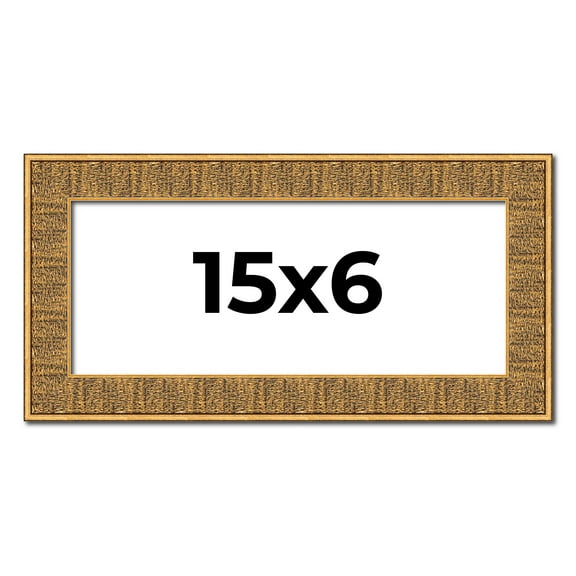 15x6 Frame Black and Gold Distressed Solid Wood Sonoma Picture Frame | 1.625 Inch Moulding Width |