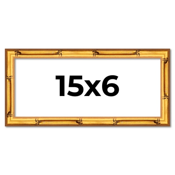 15x6 Frame Gold Bamboo Picture Frame - Complete Modern Photo Frame Includes UV Acrylic Shatter