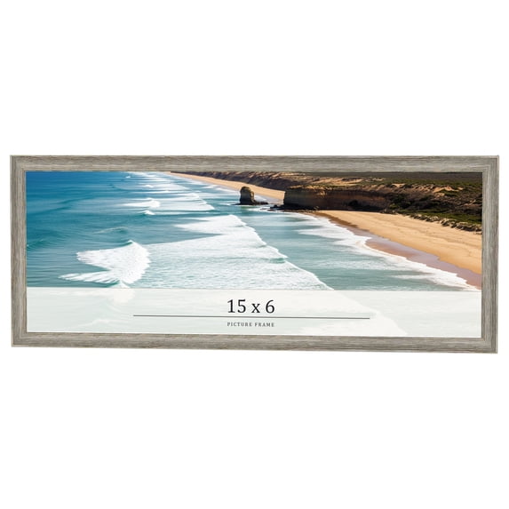 15x6 Frame Grey Solid Wood Picture Frame Width 1 Inches | Interior Frame Depth 0.5 Inches |
