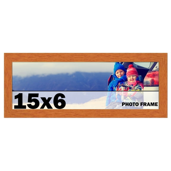 15x6 Frame Honey Pecan Brown Picture Frame - Modern Photo Frame Includes UV Acrylic Shatter Guard