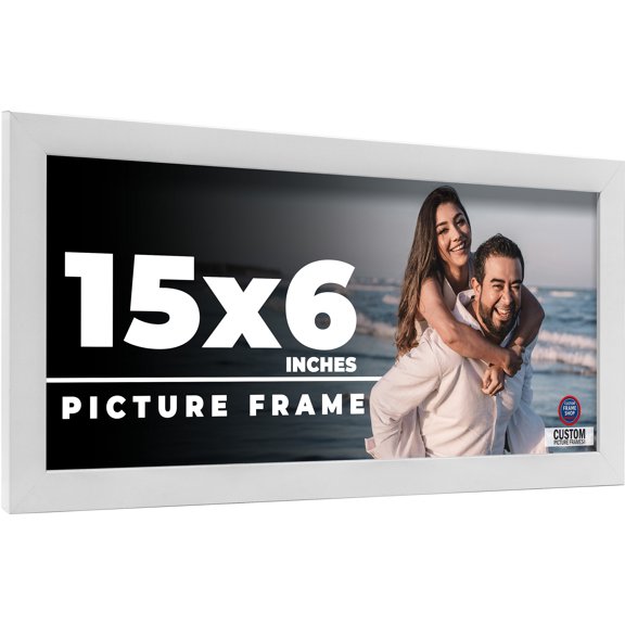15x6 Frame White Solid Wood Picture Frame Includes UV Acrylic Shatter Guard Front, Acid Free Foam