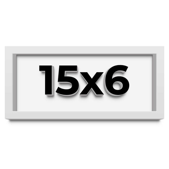 15x6 Shadow Box Frame White | 1 Inches Deep Real Wood Contemporary Shadowbox Display Frame | UV