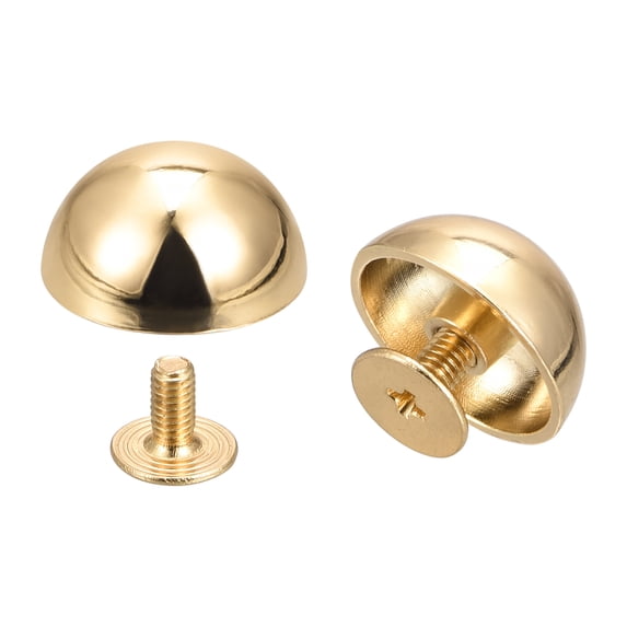 15x7.5mm Screw Back Rivets Hollow Round Head Leather Studs Gold Tone 8 Pack