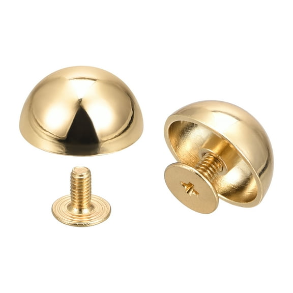 15x7.5mm Screw Back Rivets Hollow Round Head Leather Studs Gold Tone 8 Pack