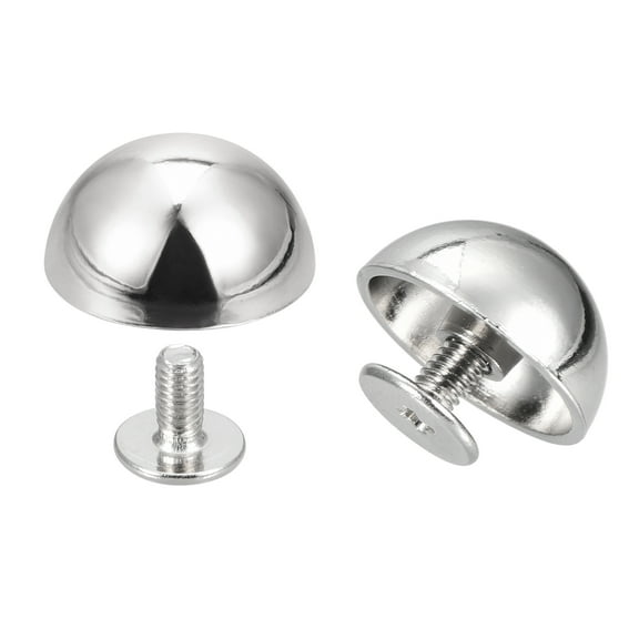 15x7.5mm Screw Back Rivets Hollow Round Head Leather Studs Silver Tone 20 Pack