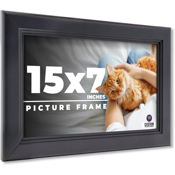 15x7 Frame Black Passaggi Solid Wood Picture Frame Width 1.5 Inches | Interior Frame Depth 0.5