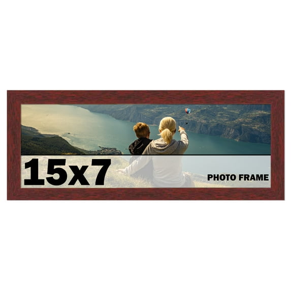 15x7 Frame Brown Mahogany Solid Wood Picture Frame Includes UV Acrylic Plexiglass, Acid Free Foam