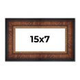thumbnail image 1 of 15x7 Frame Brown Walnut Gold Ornate Trim Solid Wood Plein Air Picture Frame | 3 Inch Moulding Width, 1 of 8