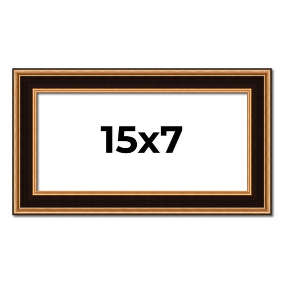 15x7 Frame Gold Brown Plein Air Vintage Solid Wood Picture Frame | 1.75 Inches Moulding Width |