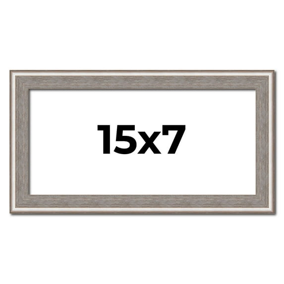 15x7 Frame Grey Real Wood Picture Frame Width 1.25 inches | Interior Frame Depth 0.5 inches | Hans
