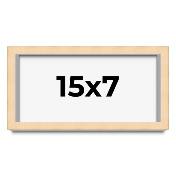 15x7 Frame Natural Wood Picture Frame | 0.75 Inch Moulding Width | with UV Acrylic Plexiglass, Foam