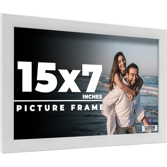15x7 Frame White Real Wood Picture Frame Width 0.75 inches | Interior Frame Depth 0.5 inches |