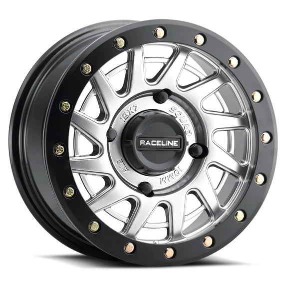 15x7 Raceline A12SB Squad Hyper Silver W/ Black Ring UTV Wheel 4x156 (38mm)
