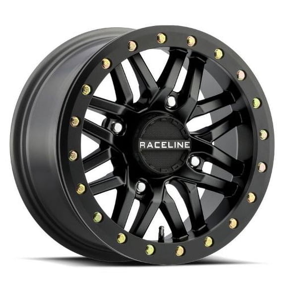 15x7 Raceline A91B Ryno UTV Beadlock Black with Black Ring Wheel 4x137 (10mm)
