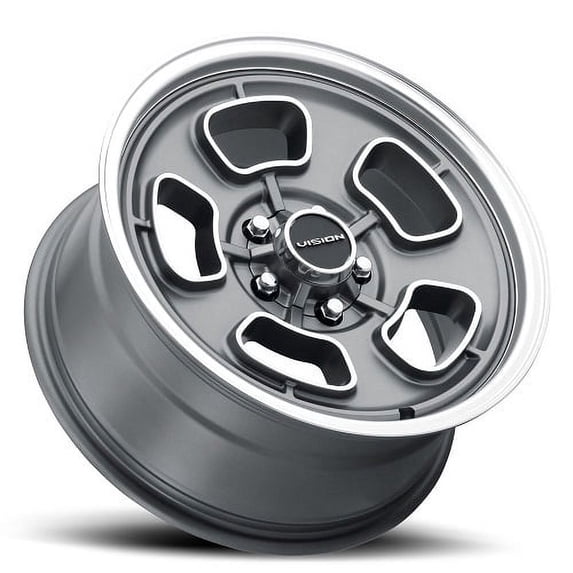 15x8 American Muscle 148 Shift Grey Machined/Lip Wheel 5x4.75 (-19mm)