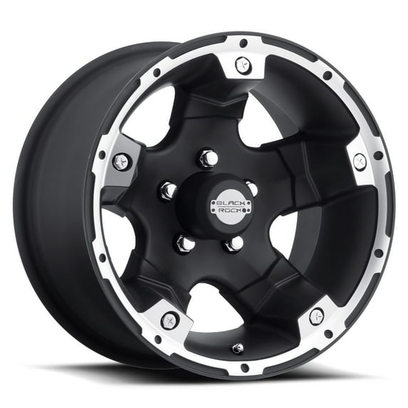 15x8 Black Rock 900B Viper Alloy Blk & Machined Wheel 5x4.75 (-19mm)