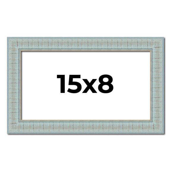 15x8 Frame Blue Teal Distressed Solid Wood Picture Frame | 1.625 Inch Moulding Width | Sonoma Blue