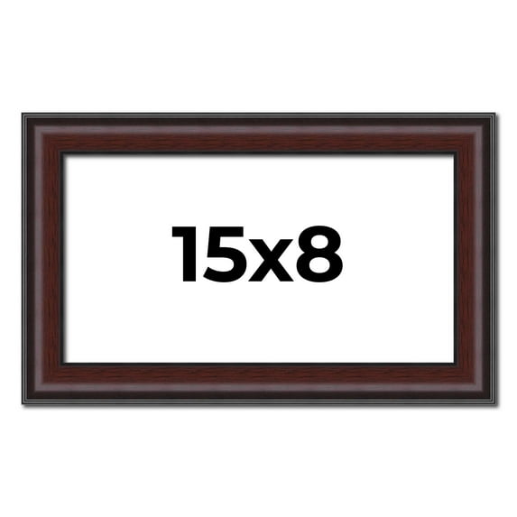 15x8 Frame Brown Round Mahogany Solid Wood Picture Frame | 1.625 Inch Moulding Width | with UV