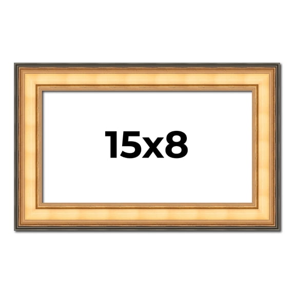 15x8 Frame Gold Plein Aire Solid Wood Picture Frame Width 2 Inches | Interior Frame Depth 0.5