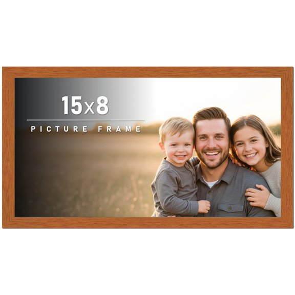 15x8 Frame Honey Pecan Brown Picture Frame - Modern Photo Frame Includes UV Acrylic Shatter Guard