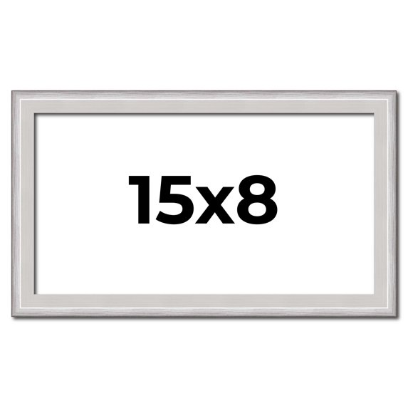 15x8 Frame Silver Inner Slope Bevel Picture Frame | 1 Inch Moulding Width | 0.75 Inch Rabbet Depth