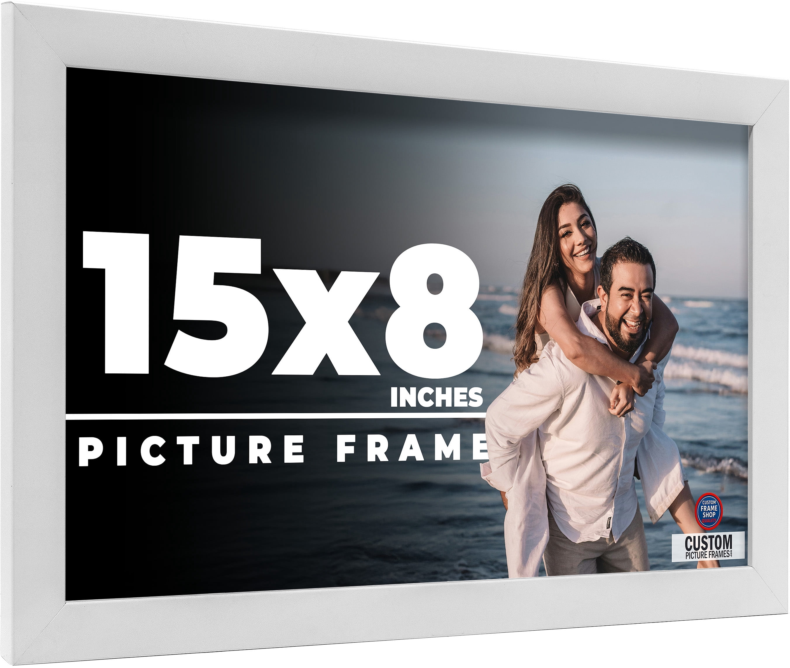 15x8 Frame White Solid Wood Picture Frame Includes UV Acrylic Shatter ...