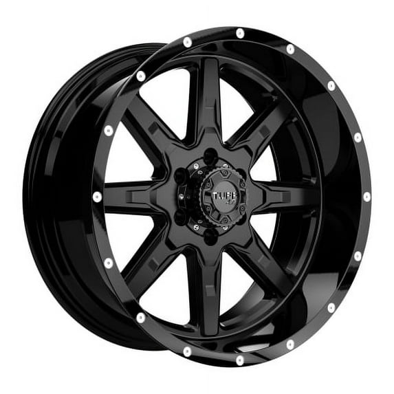 15x8 Tuff T15 SATIN BLACK W/ GLOSS BLACK LIP Wheel 6x5.5 (-24mm)