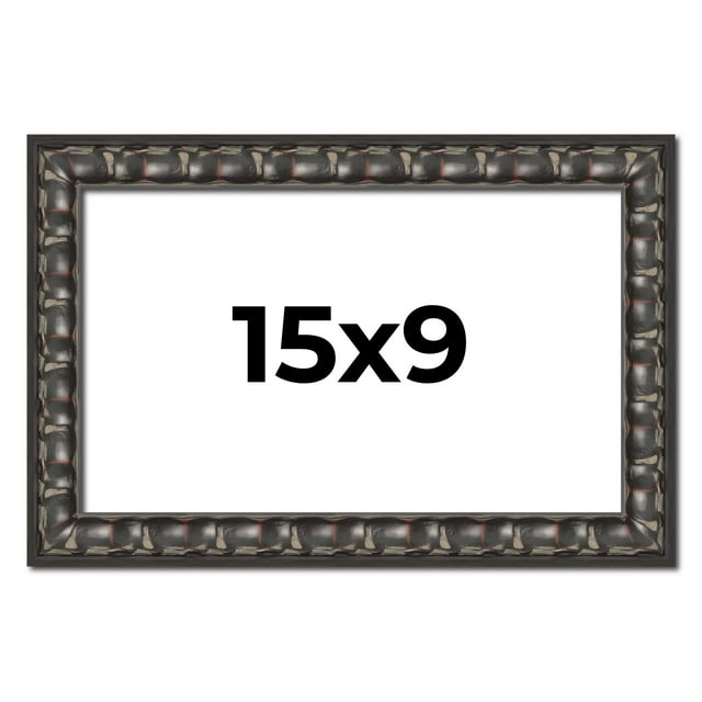 15x9 Frame Black-Brown Medieval Solid Wood Picture Frame | 1.5 Inch Moulding Width | Gotham Beveled