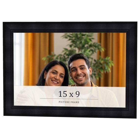15x9 Frame Black Passaggi Solid Wood Picture Frame Width 1.5 Inches | Interior Frame Depth 0.5
