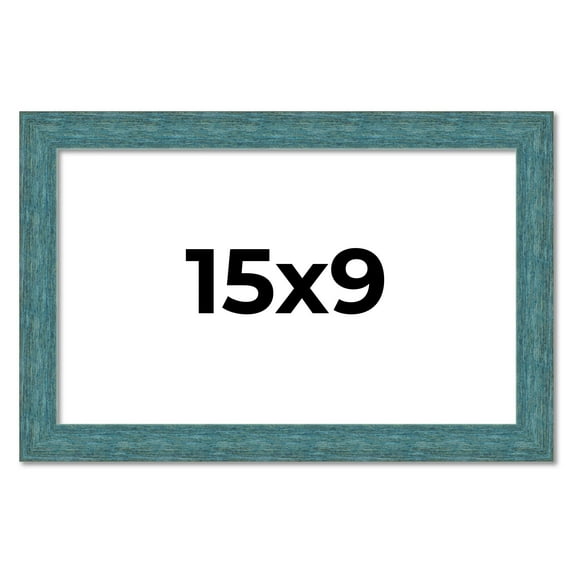 15x9 Frame Blue Rustic Barnwood Solid Wood Picture Frame Width 1.25 Inches | Interior Depth 0.5