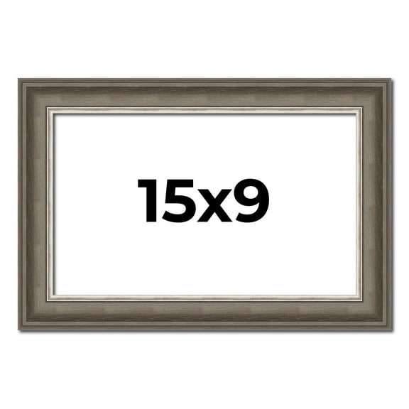 15x9 Frame Brown Solid Wood Picture Frame | 1.75 Inch Moulding Width | Austin Frame Complete with