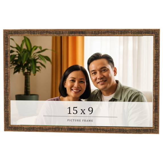 15x9 Frame Gold Kingsley Distressed Solid Wood Picture Frame Width 0.75 Inches | Interior Frame