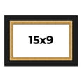 thumbnail image 1 of 15x9 Frame Gold Real Wood Picture Frame Width 2.25 Inches | Interior Frame Depth 0.5 Inches |, 1 of 8