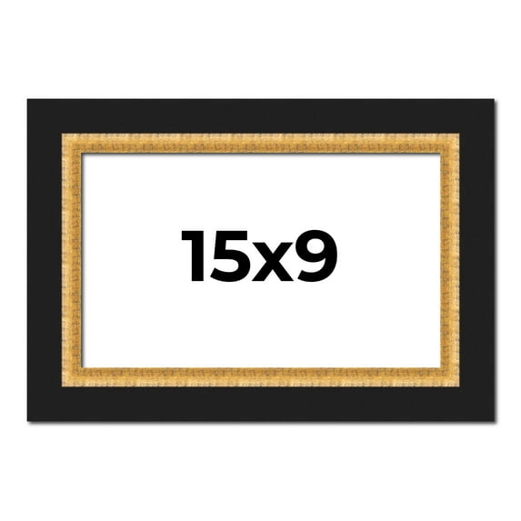 15x9 Frame Gold Real Wood Picture Frame Width 2.25 Inches | Interior Frame Depth 0.5 Inches |