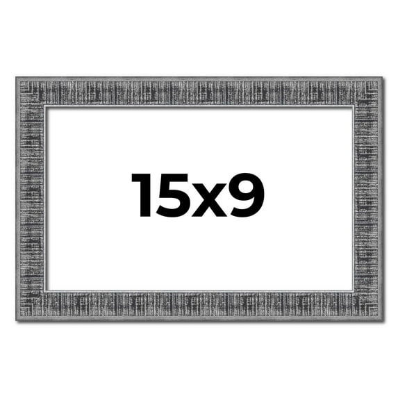 15x9 Frame Silver Black Rustic Sonoma Solid Wood Picture Frame | 1.5 Inch Moulding Width | Complete