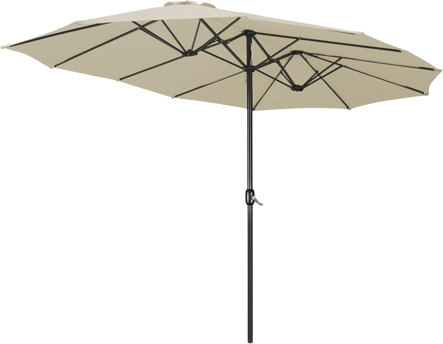 15x9 ft Patio Rectangular Market Umbrella w/ Wind Vent, Sand