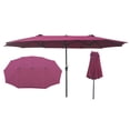 thumbnail image 1 of 15x9Ft Double-Sided Patio Umbrella Outdoor Market Table Garden Extra Large Waterproof, Twin Umbrellas with Crank and Wind Vents for Garden Deck Backyard Swimming Pool, Burgundy, 1 of 5
