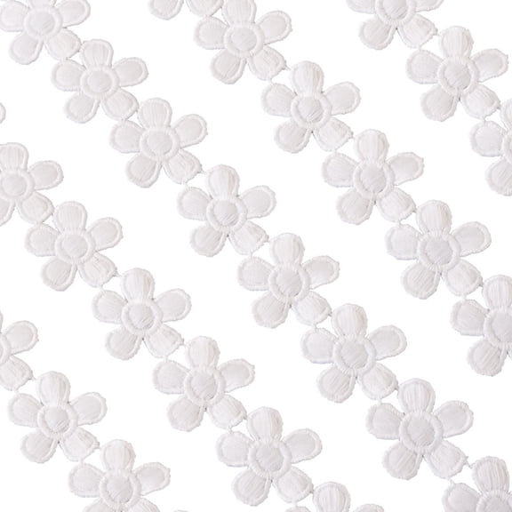 15yards Polyester Lace Trim Flower Pattern White 40mm