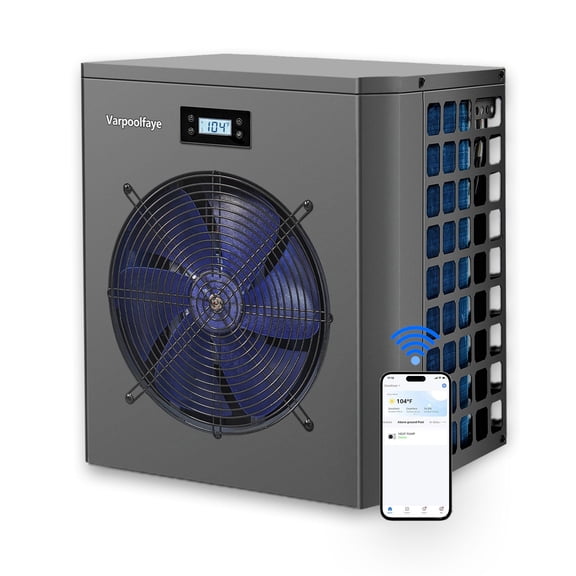 16,000 BTU Swimming Pool Heater High COP Electric Pool Heat Pump for Above Ground and Spa Pools Heating and Cooling Smart WiFi Control Pools Up to,5000 Gallons