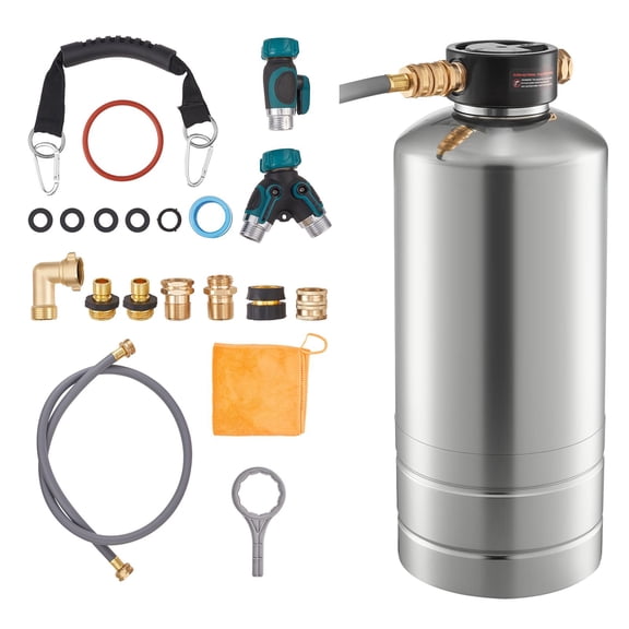 16,000 Grain convenient RV Water Softener, Stainless Steel, Food-Grade Resin, NPT 3/4" Quick Connect, for RVs/Trailers/Boats/Car Washing