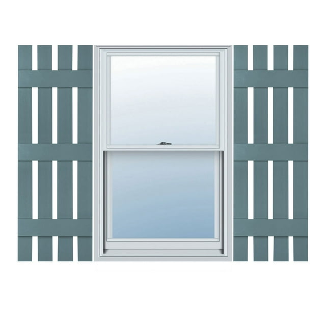 16 1/4"W x 82"H Lifetime Vinyl, Custom Four Board Spaced (3 Batten), Board-n-Batten Shutters, w/Shutter-Loks (Per Pair), Wedgewood Blue