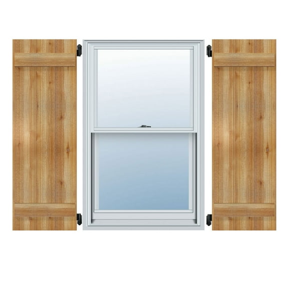 16 1/8"W x 28"H Timbercraft Three 5 3/8" Boards Joined Board-n-Batten Shutters, Rough Sawn Western Red Cedar