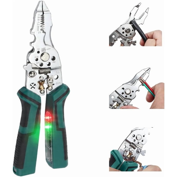 16 in 1 Folding Wire Stripper Pliers for Cutting and Pulling Wires, Multifunctional Cable Scissors, Voltage Tester Pliers, for Professional and Home Use