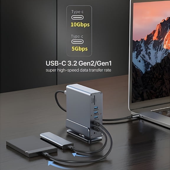 16 In 1 USB-C Docking Station | 3 Monitor Display 4K/2K60Hz, MST, USB3.2 HUB, Gigabit, PD, 3.5mm Audio, SD/TF Card Reader, For Laptop/Mac, Aluminum Alloy
